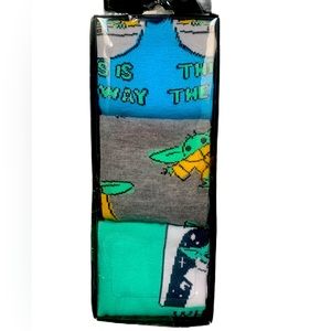 Bioworld Baby Yoda Mandolorian 3 pack Men’s Crew socks set Size 8-12 Gifts